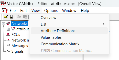 Open Attribute definitions window